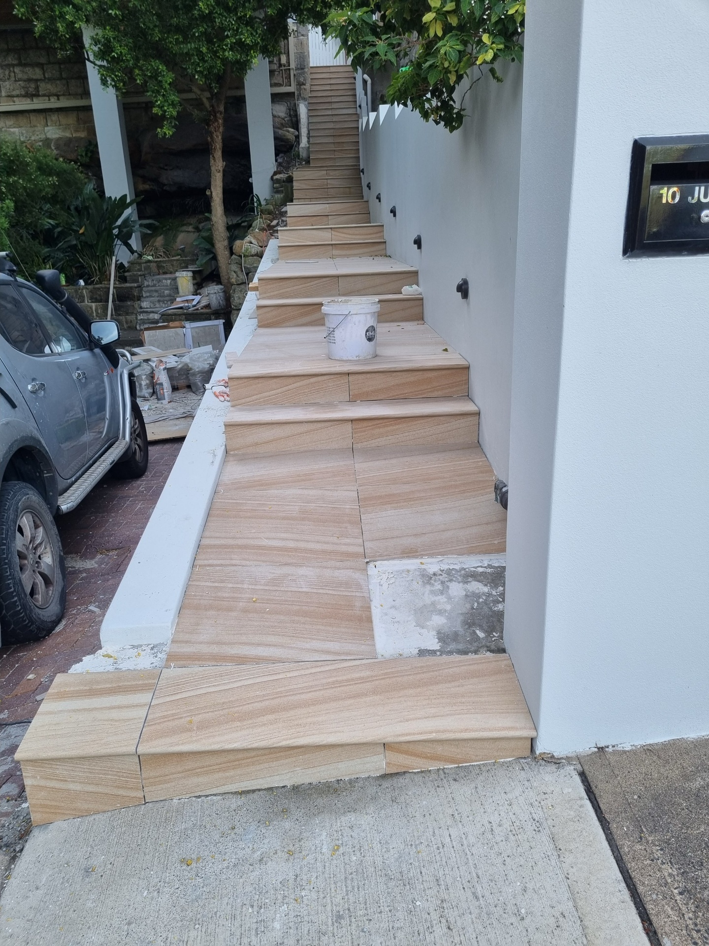 Sandstone outdoor stairs and walkway tiling